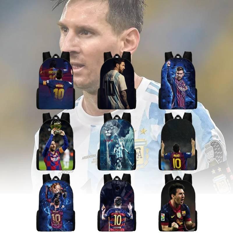 2024 New Mbappe Messi Ronaldo Neymar Football Print Backpack Lunch Bag Pencil Case Set Durable Polyester Cute Geometric Design