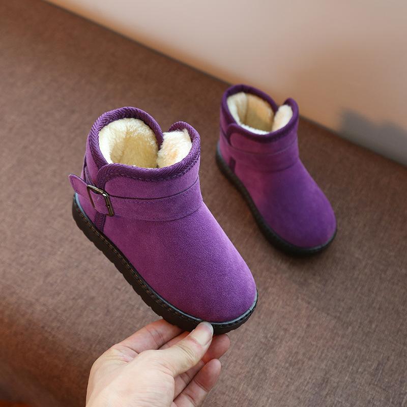 Snow Boots Girl Boys Winter Warm Martin Shoes Cotton Plush Warm Toddler Sneakers Kids Casual Shoes Fashion Short Boots 32