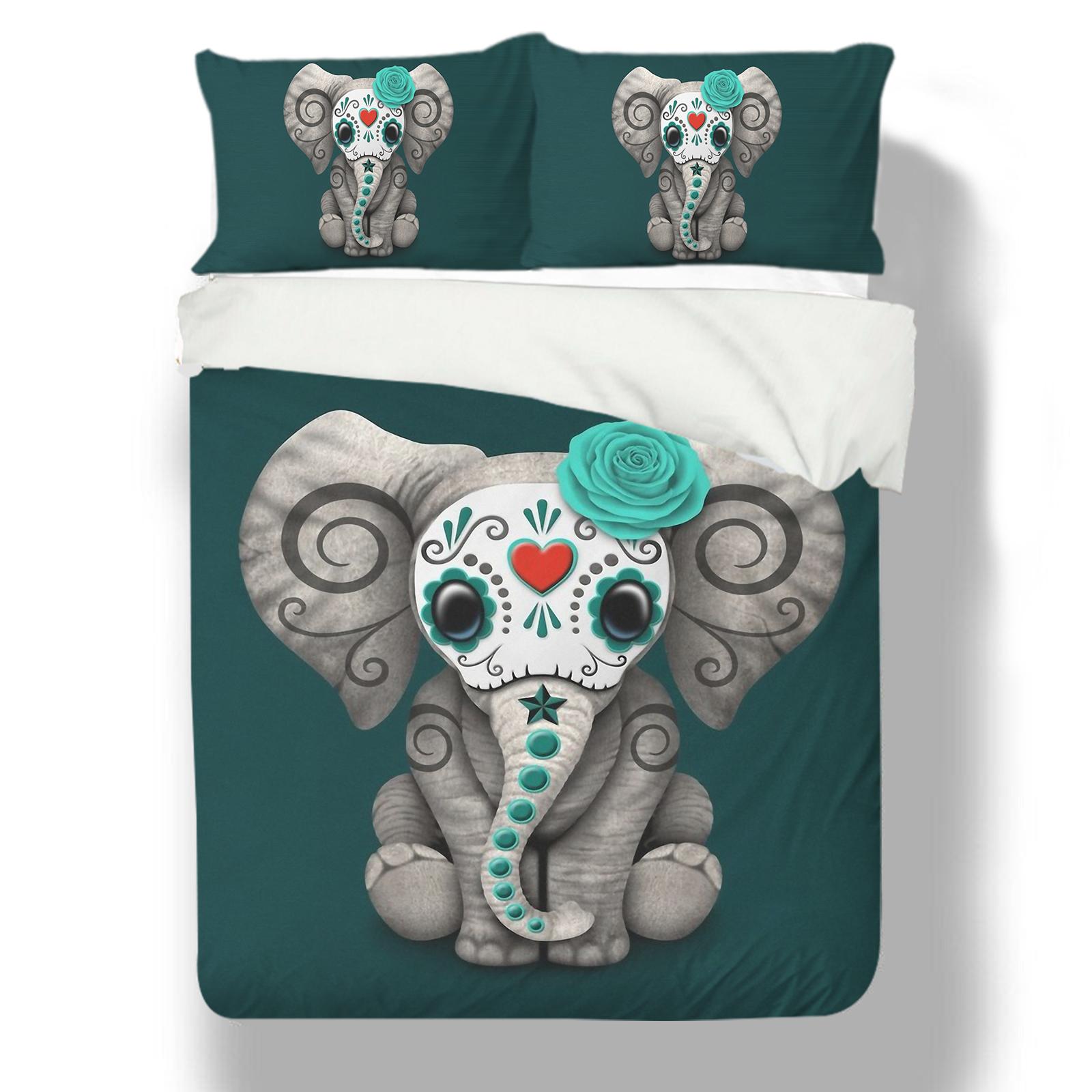 

Комплект постільної білизни з 3D візерунком слона Підодіяльник для спальні Наволочка Односпальне/двоспальне ліжко 2/3 предмета Повнорозмірний домашній комплект постільної білизни Baby 100x135cm