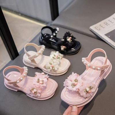 Vaikiškos basutės Vasaros neslystančios minkštu padu sandalai Gražios gėlėtos princesės basutės vaikiškos basutės