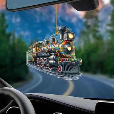 Ornamenti per camion di Natale in acrilico, ciondolo per aereo, auto, bifacciale, 2D, piatto, Natale