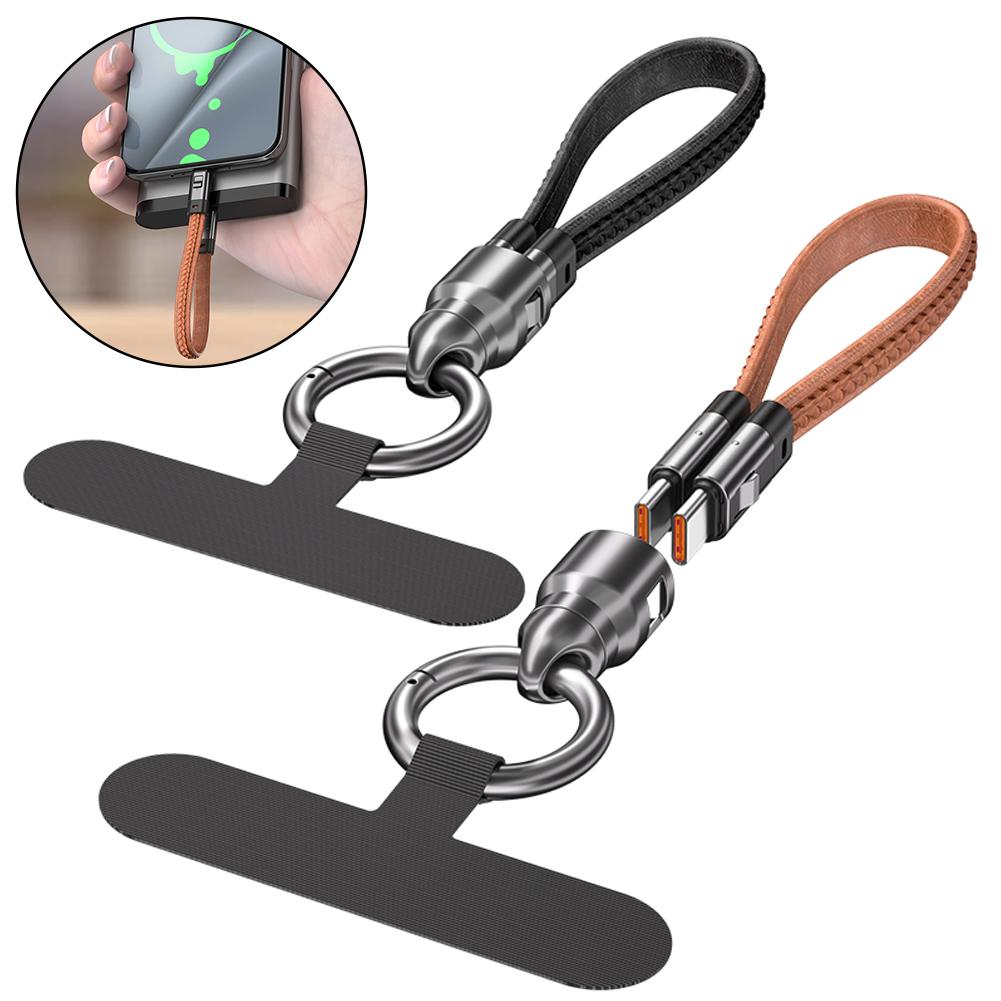 240W Keychain USB C Carging Cable 2IN1 5A Dual Type-C For iPhone AirPods Cord iPad Fast Chargin C0A2