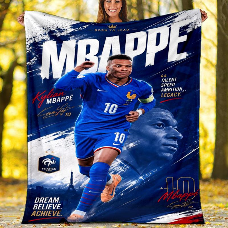 MBappe Legenden-Print Flanelldecke, Weiche Warme Leichte Überwurfdecke für Wohnzimmer, Sofa Bett Camping Büro