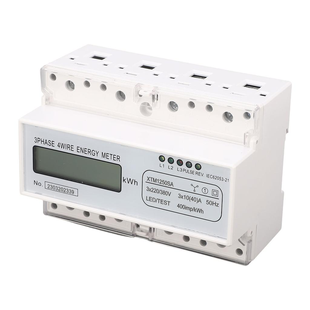 3 Phase 4 Wire Energy Meter 7 Digit LCD Display Voltage Power Current Voltmeter Ammeter Monitor 3x22