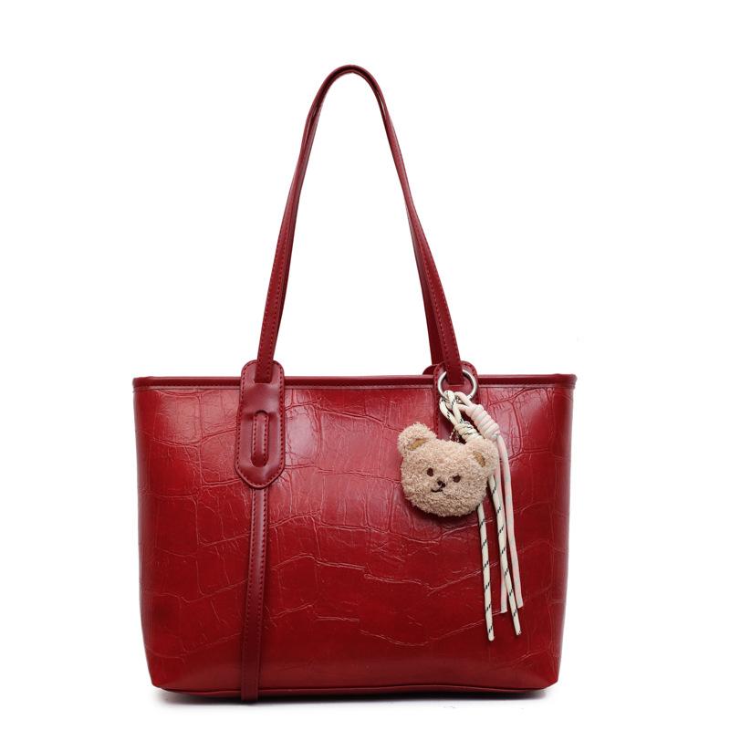 Large Capacity Portable Tote Bag Women's New Fashionable Solid Color Commuter Shoulder Bag