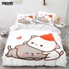 Lovely Peach Cat Bedding Set Cartoon Cute Bed Set Double Queen King Twin Full Size Duvet Cover Set Kids Girls Duvet Cover Gifts