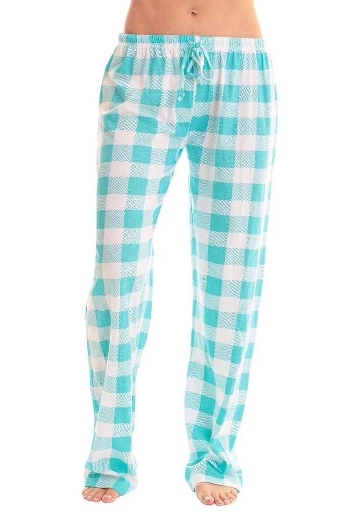Women's Stretch Plaid Pajama Pants - Imitation Cotton Rayon with Drawstring