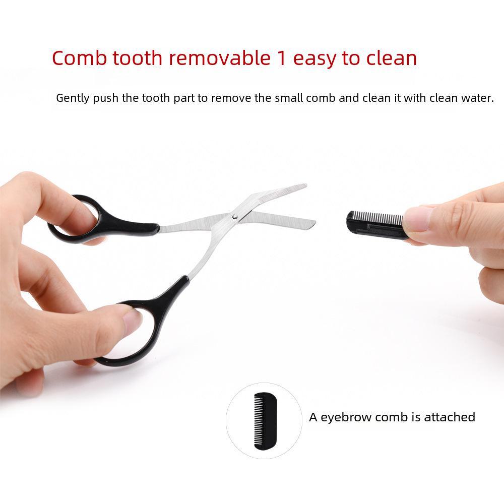 Korean Stainless Steel Eyebrow Trimming Scissors with Comb