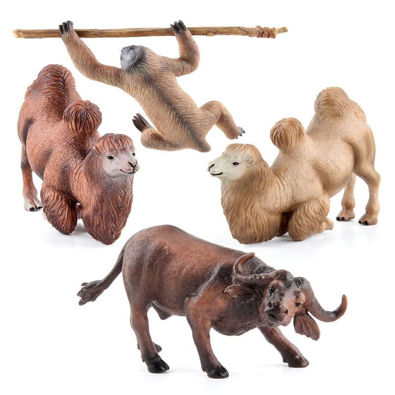 Export Simulation Forest Animal Model Solid Desert Mongolian Bimodal Camel Buffalo Sloth Model Ornament