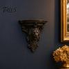 Thickened Wall Shelf Shelf, Matte Black Texture Decorative Stand, Retro Lion Embossed Mounted One-Piece Structure Display Rack