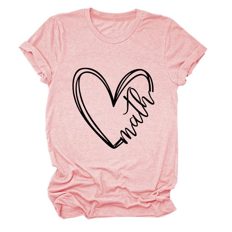 Summer Minimalist Heart-shaped 3D Printed Short Sleeved Women's T-shirt