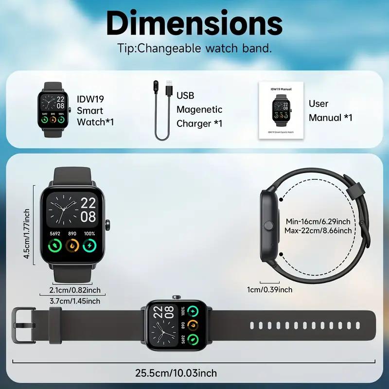 1 PC Smart Watch für Frauen Männer Drahtlose Anruf ( Anrufe annehmen/tätigen ) , 1,8-Zoll-Fitnesstracker mit HD-Bildschirm, 100+ Sporttracker-Uhr mit integriertem Alexa