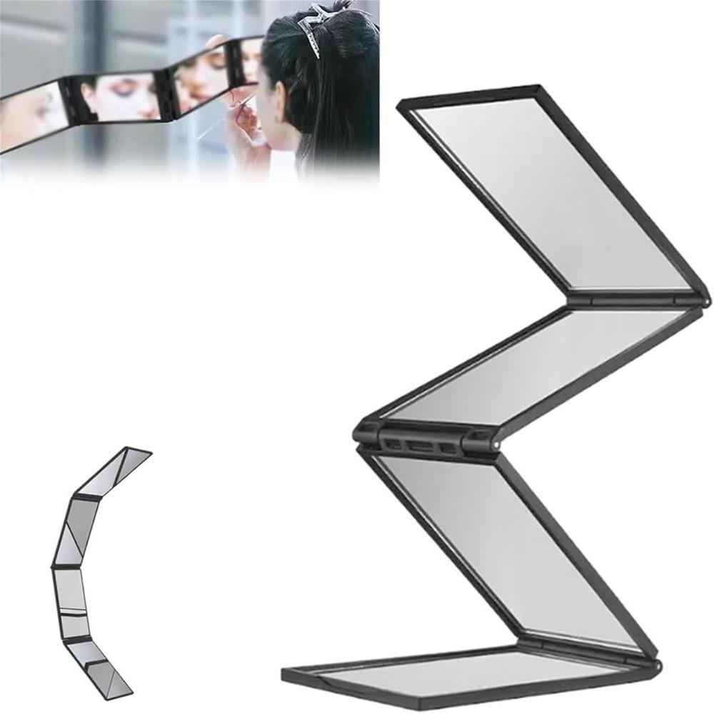 

360-Degree Viewing Angle Multi Angle Folding Mirror Foldable Portable 4 Way Mirror Handheld Trifold Mirror for Self Haircutting