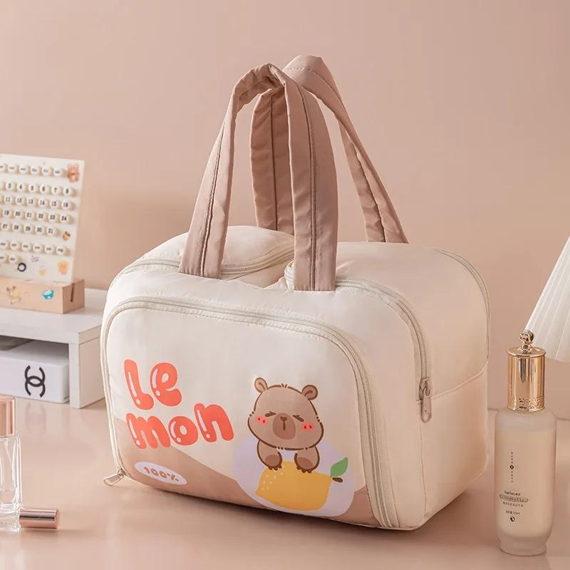 Cartoon Pattern Cute Portable Lightweight Makeup Bag Women's Travel Storage Bag Handheld Organizer Cosmetic Pouch Wash Bag