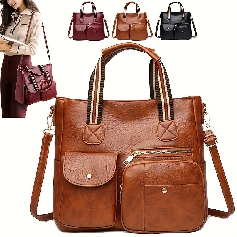 Fashionable Retro Tote Bag, Multi-compartment Shoulder Bag, Large Capacity Crossbody Bag, Daily Commuting, Travel Handbag, Work Bag, Backpack