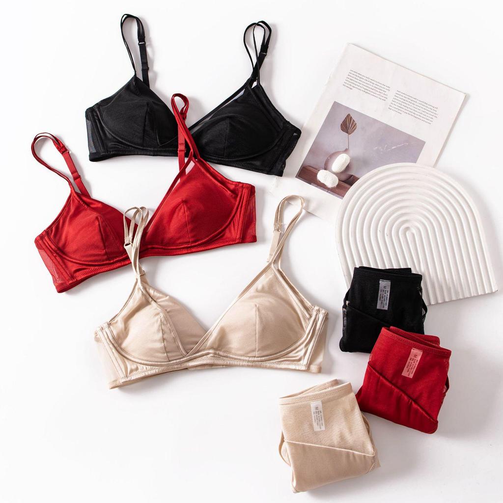 French 19 Momme Silk Stretch Satin Wire-Free Bra