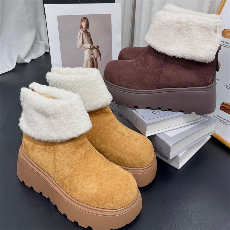 Trendy Retro Versatile Small Snow Boots Women's Thick-soled Velvet Thermal Casual Cotton Boots New In Winter and Winter