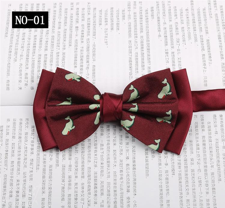 Gemusterte Fliege Herren Imitationsseide Druck Retro High-End Französisches Hemd Amtlich Fotografie Hochzeit Schleife Kragen