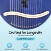 Blue 16 String Lyre Harp Solid Mahogany Antler Design Portable Musical Instrument for Adults Beginners Kids Gift Practice Travel
