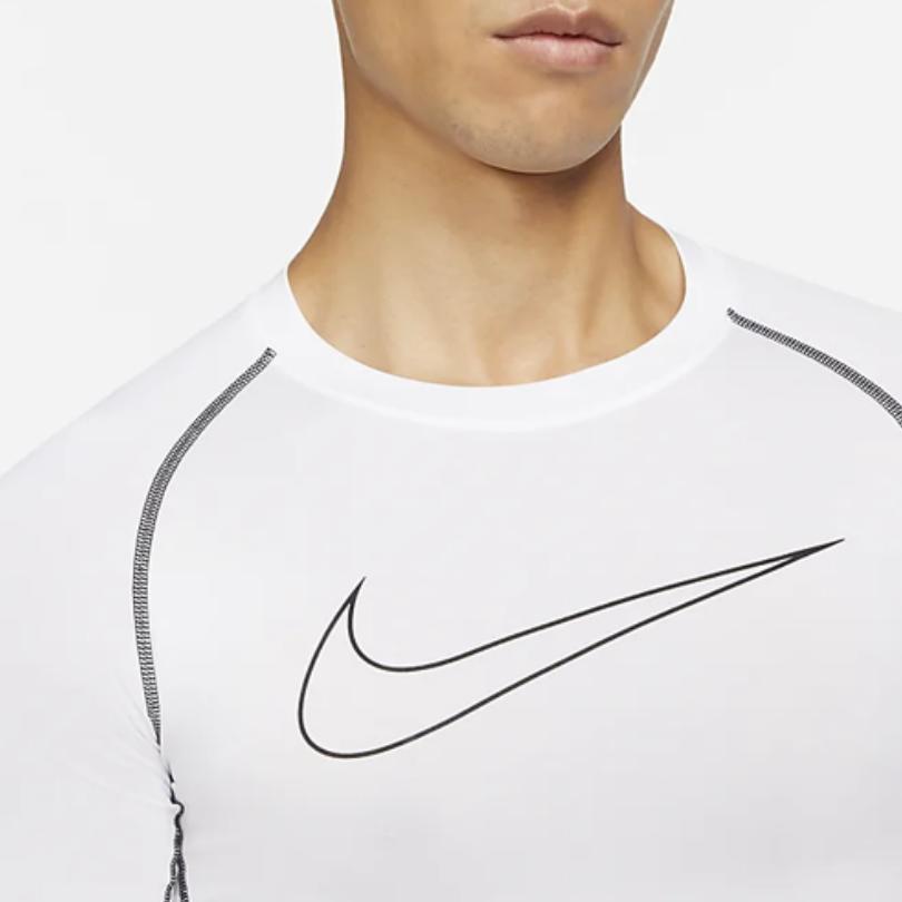 Nike Pro Stampa Logo Allenamento Sport Traspirante Manica Corta Fitness Top Uomo Top Bianco DD1993-100