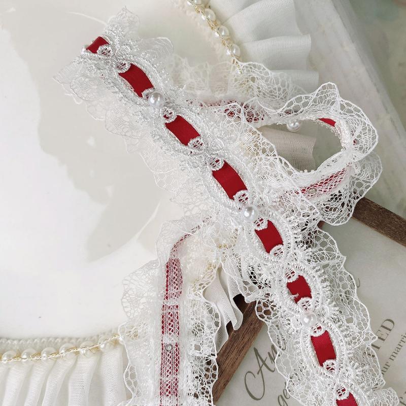 1 Yard Lolita Lace Bow Pleated Ribbon Lace DIY Clothing Accessories Curtains Home Decoration Accessories 4cm Wide