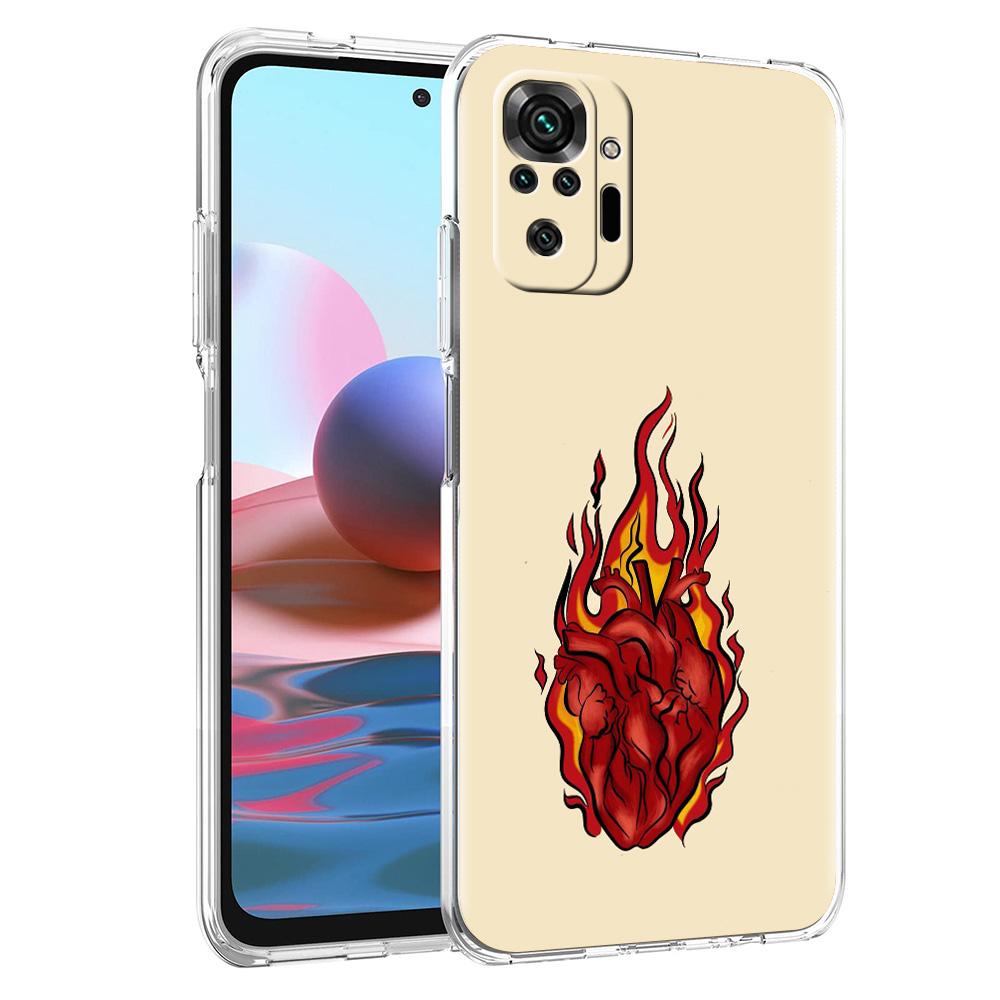 Phone Case For Xiaomi Redmi Note 15 14 5G 13 12 10 11 Pro Plus 4G 14C 13C 12C Soft TPU Cover Flame Pattern