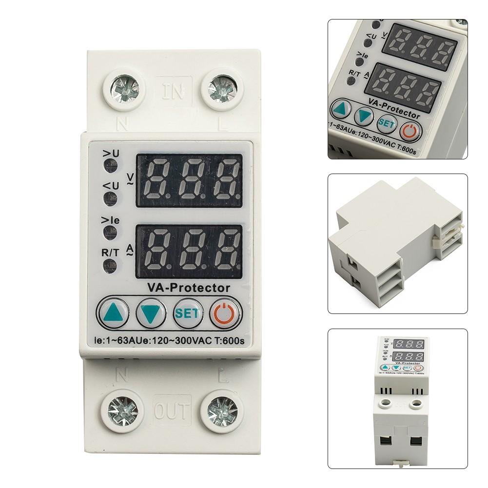 Dual Display 40/63A 230V DIN Rail Digital Over and Under Voltage Surge Protector