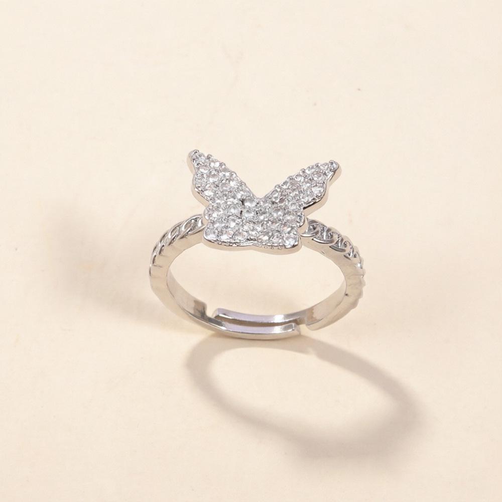 Korean Dongdaemun Butterfly Chain Adjustable Ring for Women