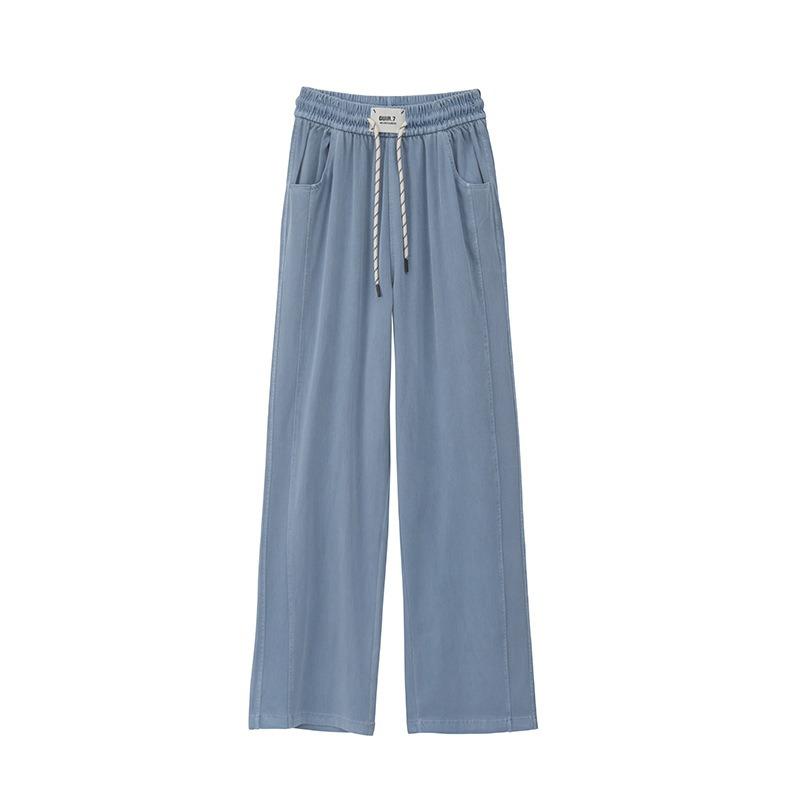 Washed Tencel Jeans Women's Spring Thin High Waist Straight Wide Leg Pants New Loose Casual Sickle Pants