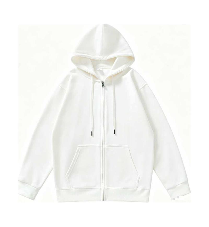 Unisex Loose Fit Zipper Hooded Cardigan Sweatshirt - Solid Color Casual Outerwear