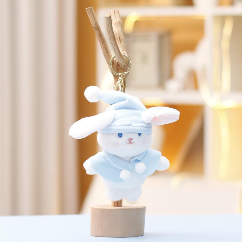 

Плюшевый брелок в виде кролика-медведя с дизайном шляпы и накидки для аксессуаров для девочек и детей синий