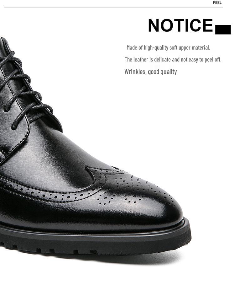Men's High-Top Leather Brogue Shoes – British Color Block, Sizes 38-48, Casual & Business Wear