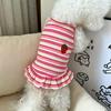 Dog Dress Girls 2 Set Dog Summer Clothes Cooling Skirts Puppy Dresses Striped Strawberry Print Cat Dog Clothing Chihuahua Outfit