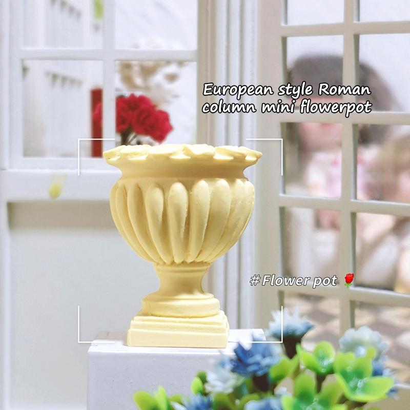 1:12 Vaso da Fiori Miniatura per Casa delle Bambole Colonna Romana Mini Colonna di Fiori Vasi da Fiori Giardino Esterno Piante in Vaso Modello Decor Giocattolo