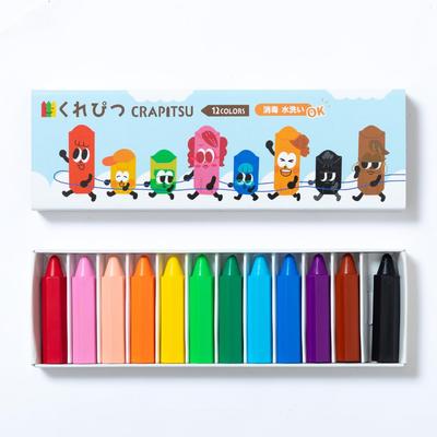 Kurepitsu Crayon Drawing Get Your Hands Easy To Made In Sleeve 12 Colors Set, Educational, Baby, Doesn't Dirty, Doesn't Break, Hold, Japan, Box,