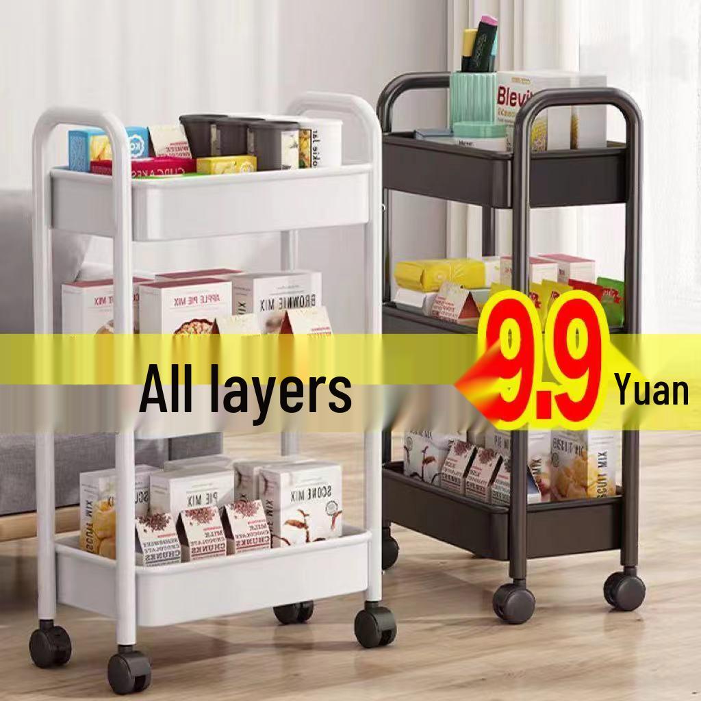 Compact Multi-Layer Mobile Storage Rack for Kitchen, Bathroom, or Bedroom