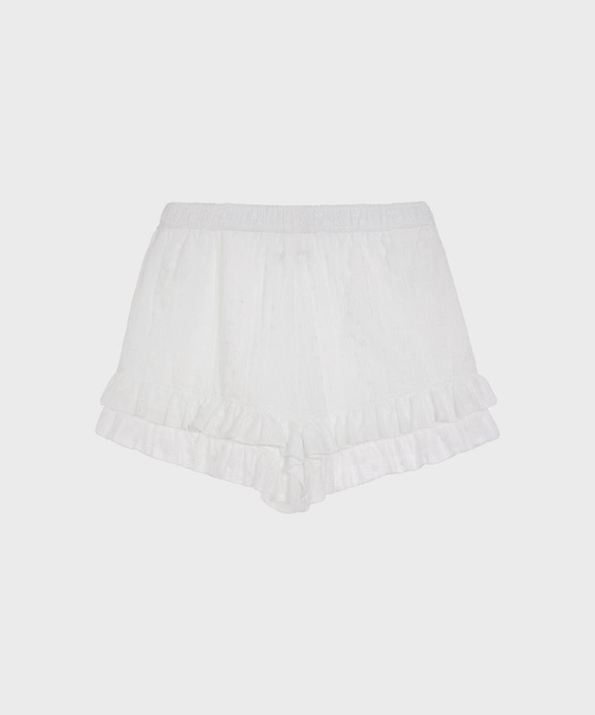Alkialka Ruffle Hem Shorts (White)