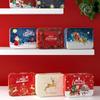 Lata de Hojalata Navideña Lata de Dulces Caja de Metal Elk de Dibujos Animados Papá Noel Carta Impresa Almacenamiento de Dulces Galletas Té Regalo
