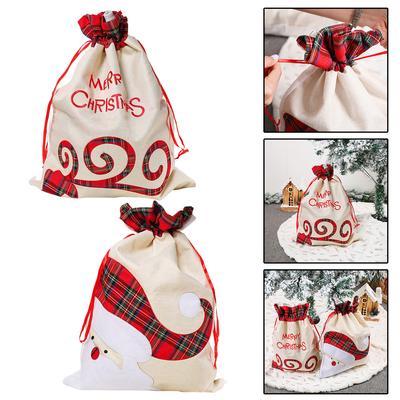Ample Space Christmas Present Bag Linen Drawstring Bag