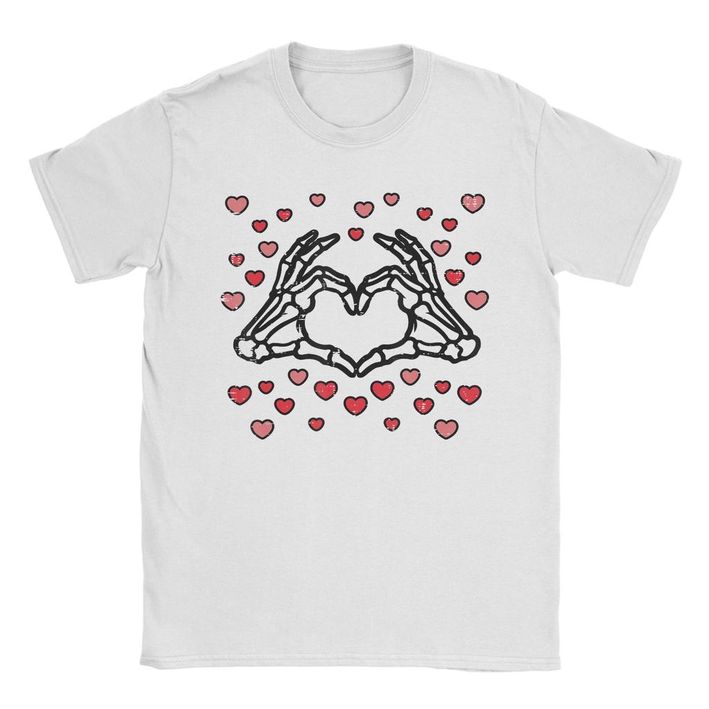 Vintage Valentines Day Skeleton Hand Heart TShirt Unisex Crewneck Cotton T Shirts Short Sleeve Tee Shirt 4XL 5XL Clothing