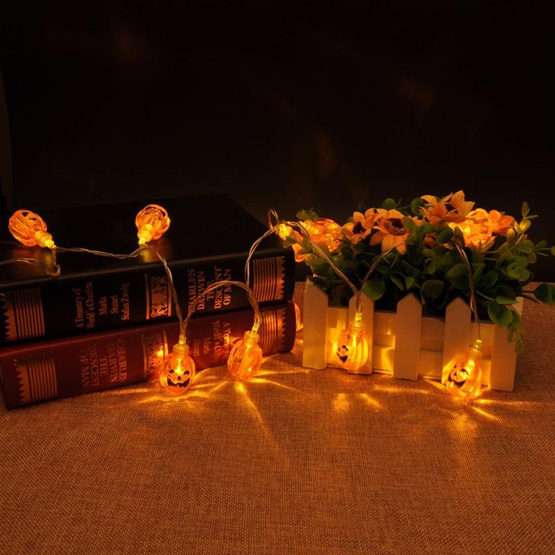 String Led Halloween Lights Pumpkins Spiders Skeleton Window Decor Lights Fairy