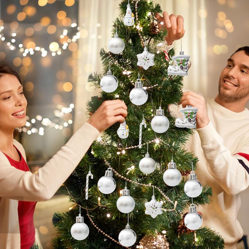 Christmas Baubles Ornaments Reusable Silver Ornaments 20X Shatterproof Christmas Tree Pendant Ball Charm Accessories Assorted