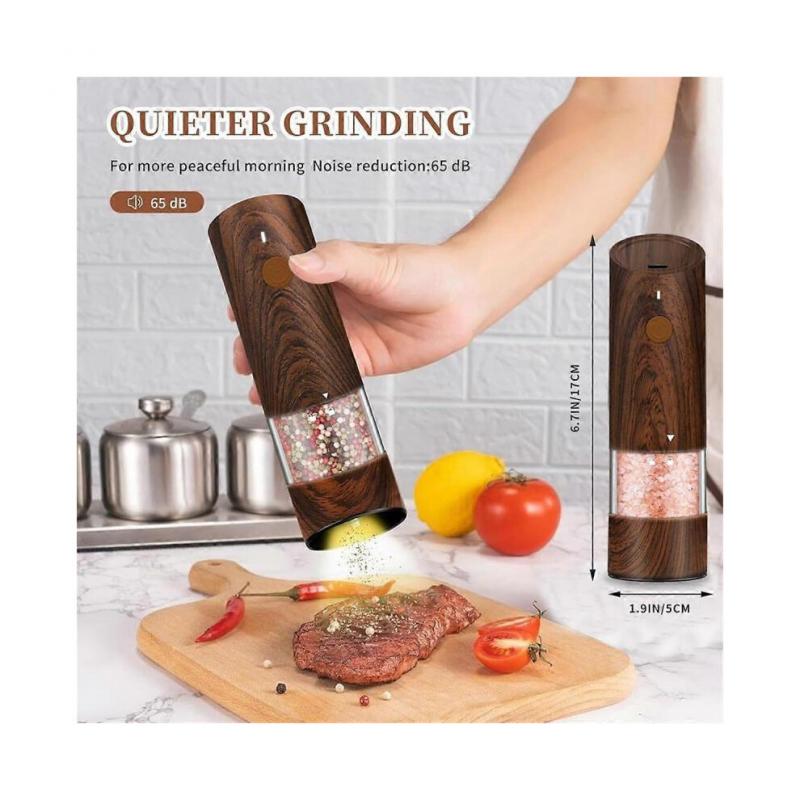 Electric Salt and Pepper Grinder Set-Automatic Pepper and Salt Grinder Refillable with 6Adjustable Coarseness Adjustable