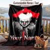 Custom Text Flannel Throw Blanket, Lightweight Cozy Bed Sofa BlanketIT Pennywise
