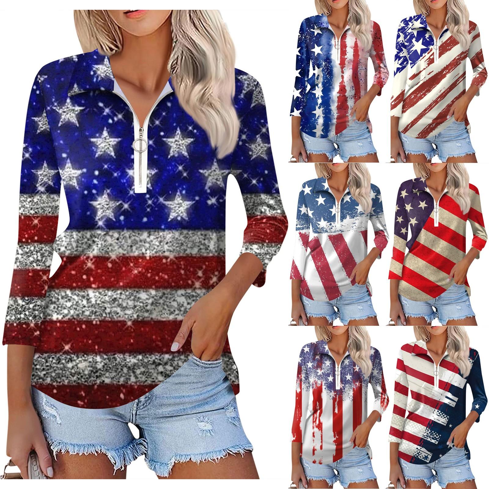 

Women s Casual Tops V-Neck 3/4 Sleeve T-Shirt Printed Pullover Top XL