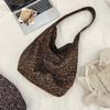 Suede Leopard Print Tote Bag With Large Capacity For Casual Daily Use