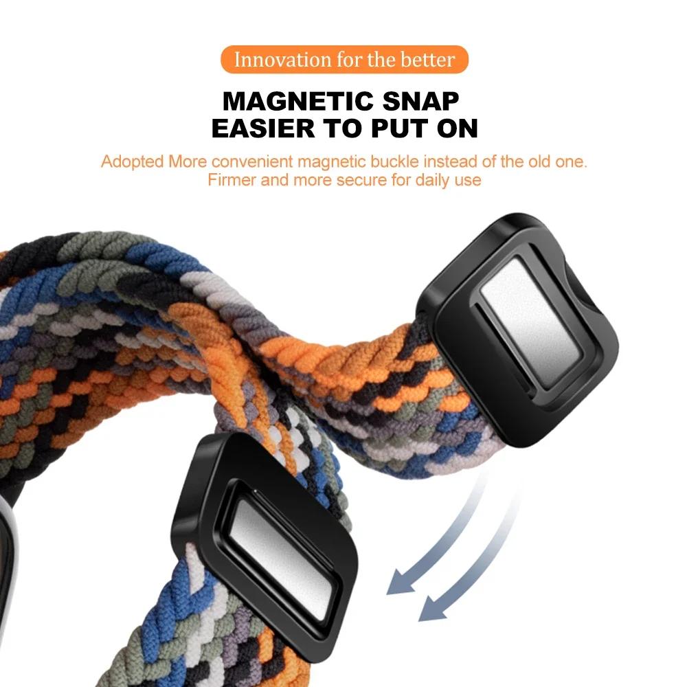Geflochtenes Solo Loop-Armband aus Nylon für Apple Watch Band Ultra2 49 mm 9 8 7 41 mm Metall-Magnetarmband 45 mm 6 5 4 SE 44 mm verstellbarer elastischer iWatch-Gurt