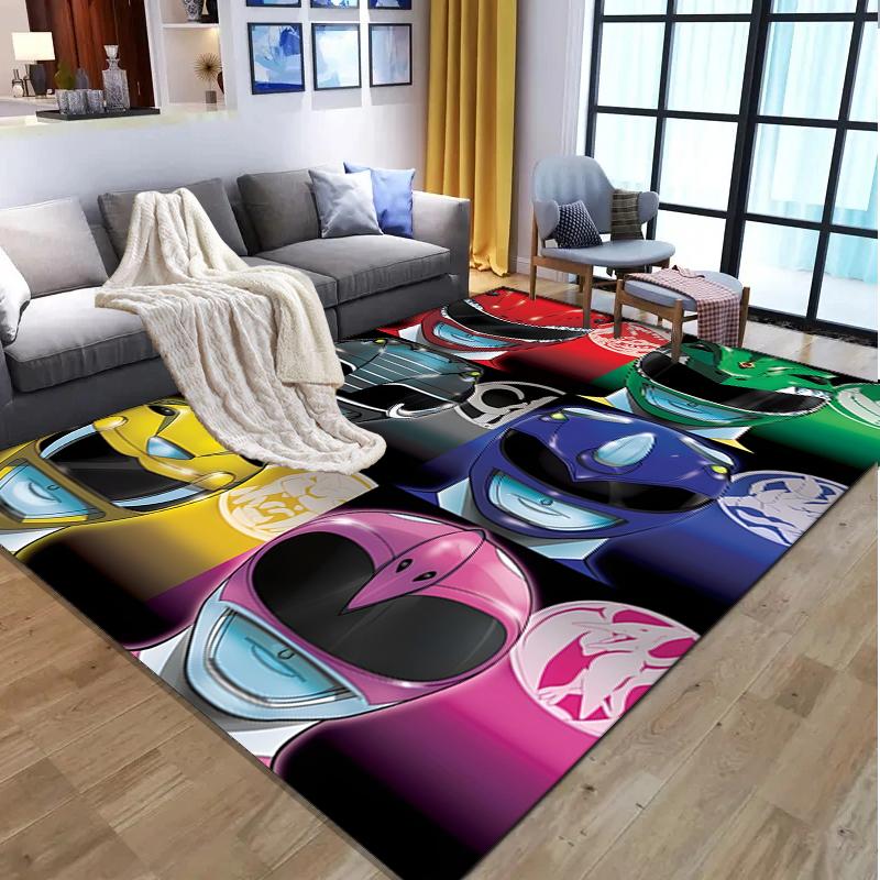 Mighty Morphin Power Rangers Pattern Rug, Indoor/Outdoor Mat, for Picnic, Gameroom, Bedroom, Office, Living Room, Home Decor Carpet, Birthday Gift