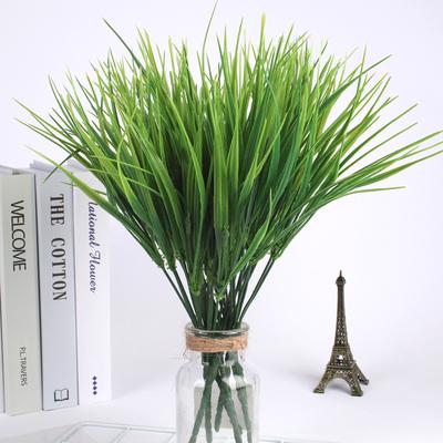 7-Fork Small Spring Grass Plastic Flower Potted Plant Partition Decoration, Simulated Water Grass Fake Grass Restaurant Seedling Plants