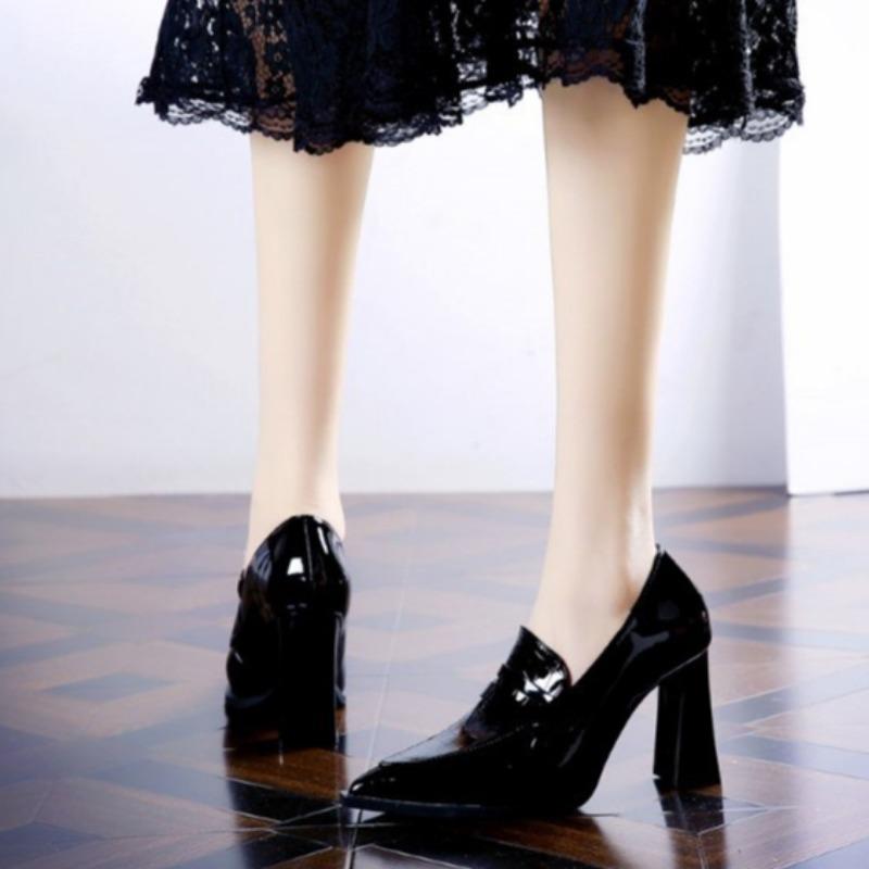 Fashion 2024 New Pointed Toe High Heels Women's Autumn Elegant Ankle Strap Shoes Women's Solid Color Thick Heel Shoes Fashion Trend